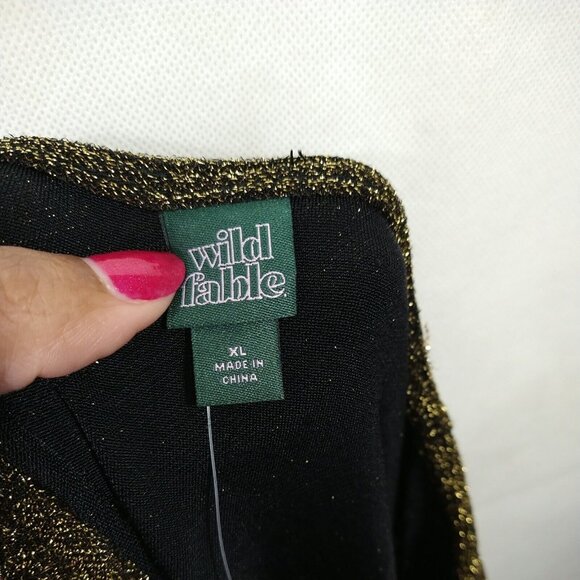 Wild Fable Cropped Top Women Size XL Glittery Gold Long Sleeve NEW FLAWS - Picture 4 of 8